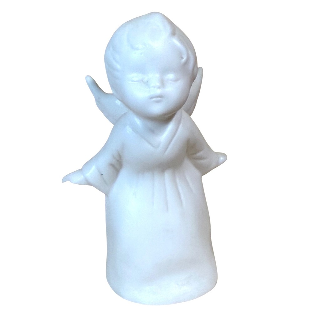 Vintage Schmid Bros White Bisque Porcelain Angel Figurine Made in Japan Cherub
